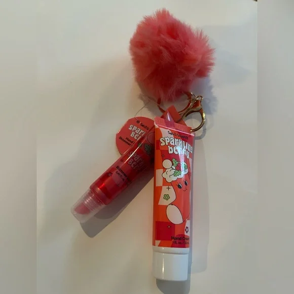 Sweet & Shimmer Sparkling Berry Keychain with Lipgloss and Hand lotion NWT - Picture 3 of 4
